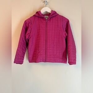 Lilly Pulitzer Hoodie Jacket Vest Girls 10 L Pink Quilted Convert Zip Off Sleeve